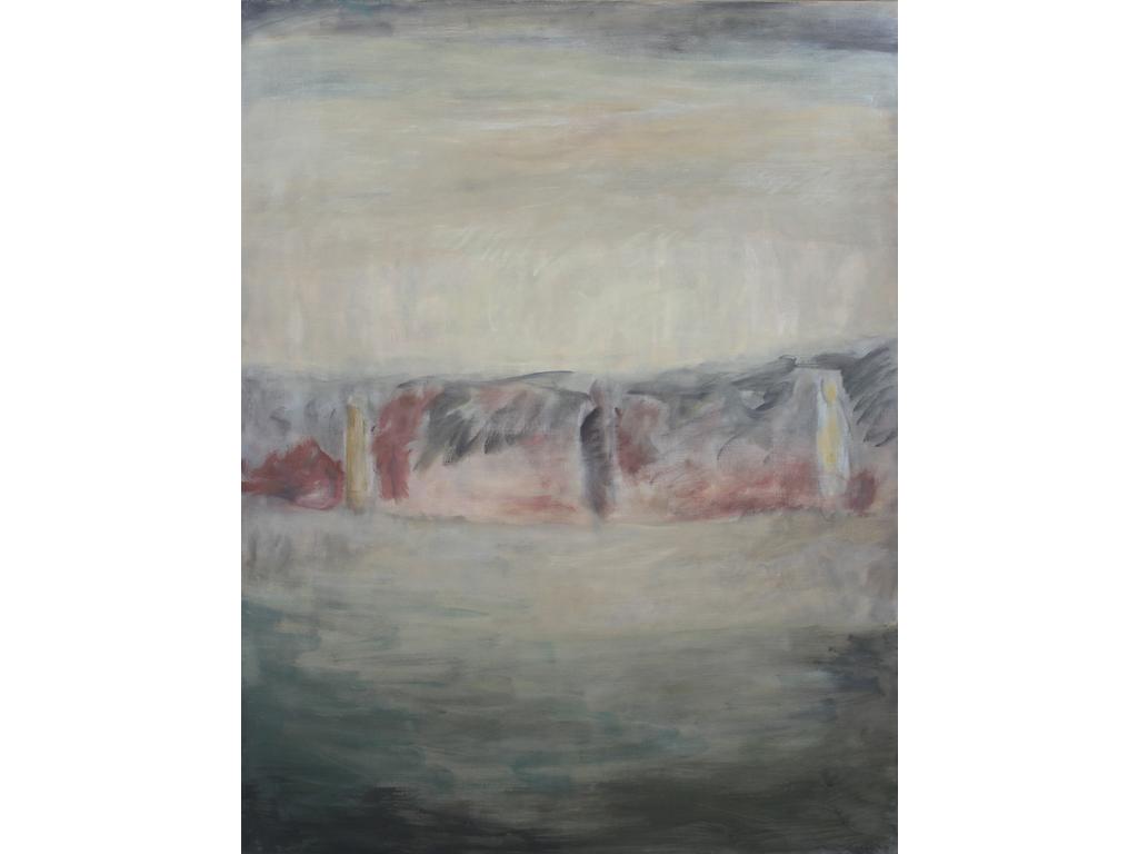 Robert DROULERS (1920-1994) : Bord de mer. Huile sur toile, signée bas à droite. Contresignée au dos et située à Saint Rémy. Datée 1987. Dim. : 146x113cm.
