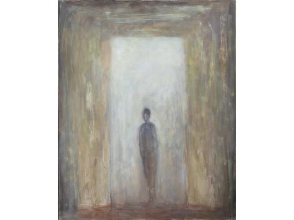 Robert DROULERS (1920-1994) : Silhouette. Huile sur toile, signée bas droite. Dim. : 99x81cm. Située à Saint Rémy au revers.