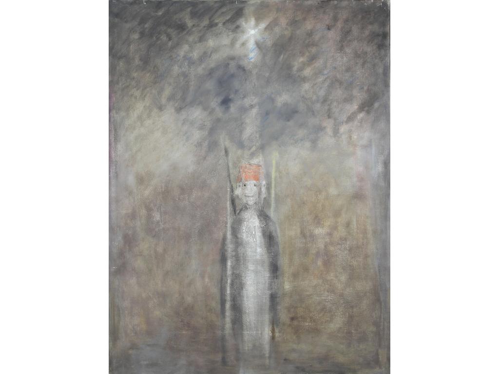 Robert DROULERS (1920-1994) : Trois visages. Huile sur toile. Dim. : 116x89cm. (infimes rayures).