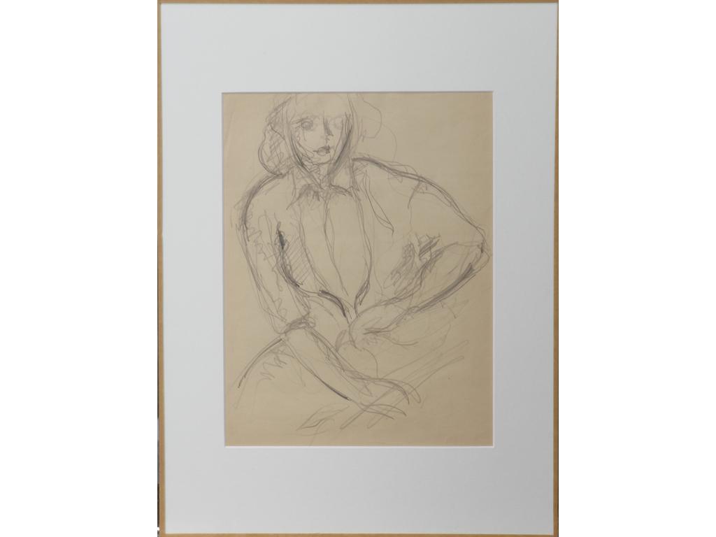 Robert DROULERS (1920-1994) : Femme en buste. Dessin au crayon. Dim. : 25,5x19,5cm.