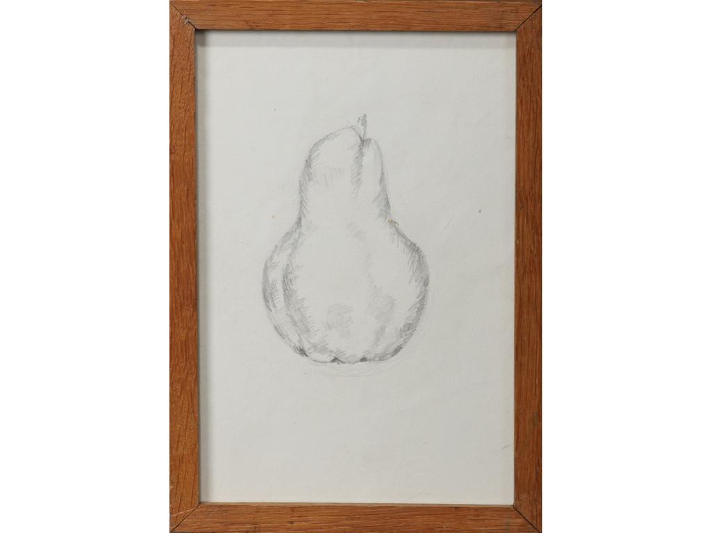 Robert DROULERS (1920-1994) : Poire. Dessin au crayon. Dim. : 23x15cm.