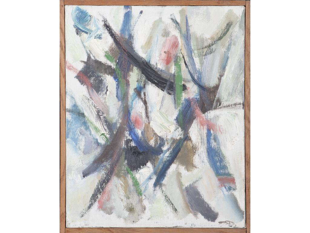 Robert DROULERS (1920-1994) : Composition. Huile sur toile, signée au revers. Dim. : 40,5x33cm