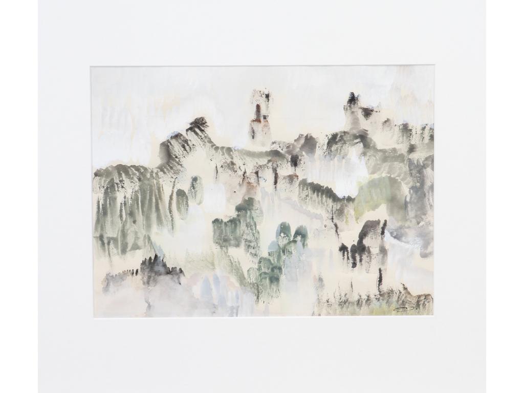Robert DROULERS (1920-1994) : Paysage. gouache, monogrammée bas droite. Située à Murs 1984. Dim. : 22,5x30cm.