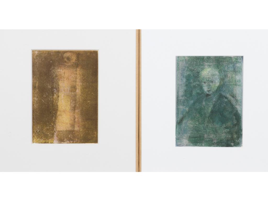 Robert DROULERS (1920-1994) : Portrait et Personnage. Deux pastels. Dim. : 15x10 et 10,5x14,5cm.