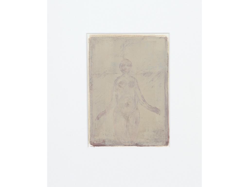 Robert DROULERS (1920-1994) : Nu debout et Portrait de femme. Deux techniques mixtes sur papier. Dim. : 15x21 et 15,5x10,5cm.