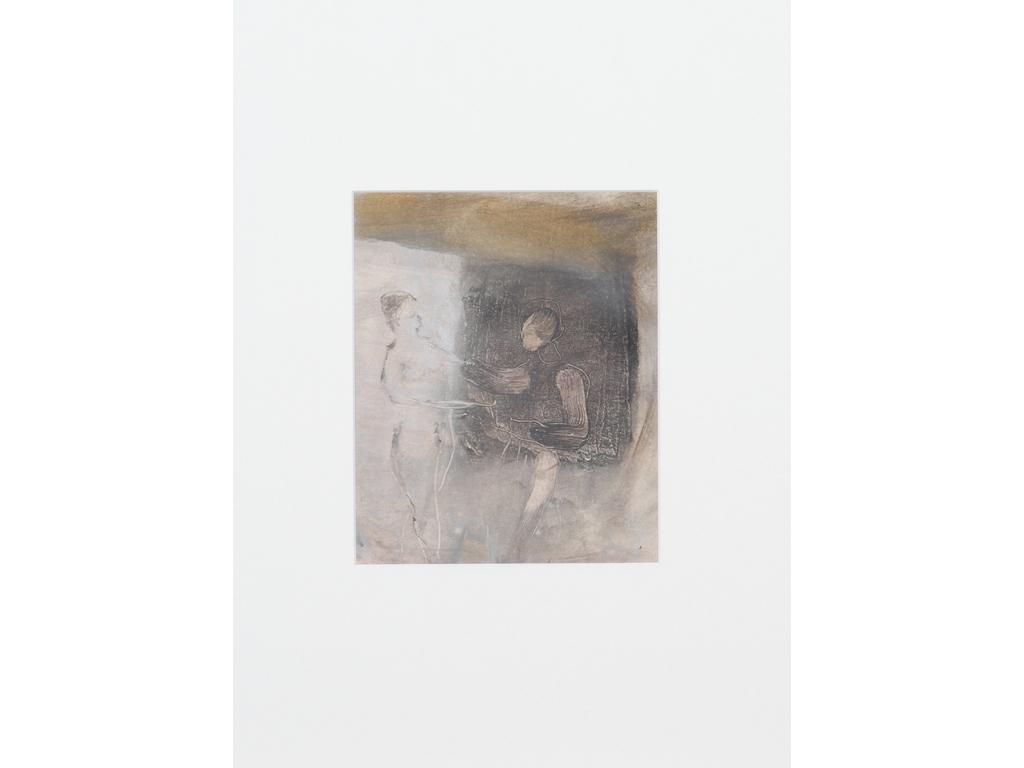 Robert DROULERS (1920-1994) : Pygmalion. Technique mixte sur papier. Dim. : 17,5x14,5cm.