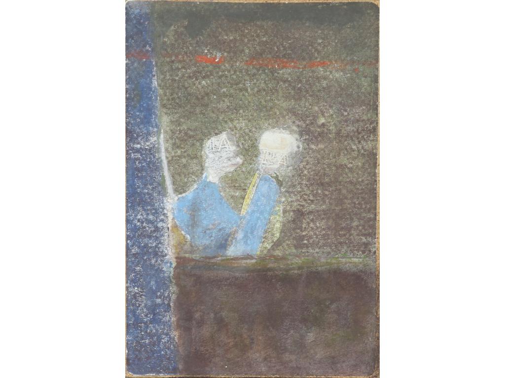 Robert DROULERS (1920-1994) : Icône. Huile sur papier marouflé. Dim. : 27,5x19cm.