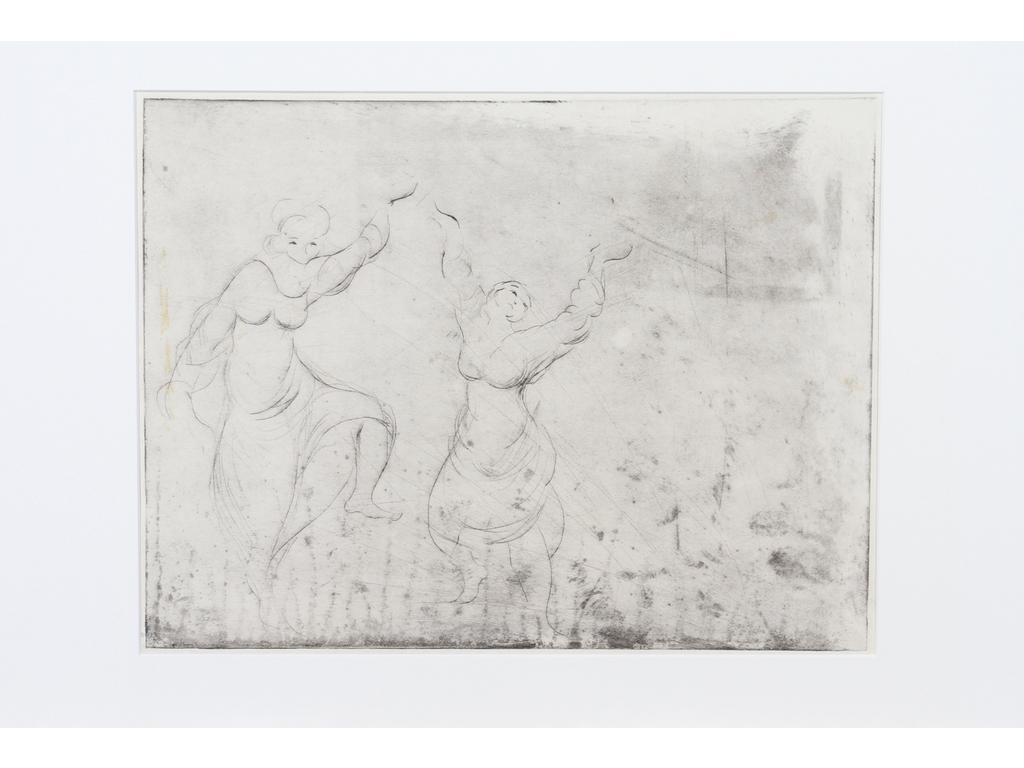 Robert DROULERS (1920-1994) : Femme dansant. Gravure à l'eau-forte. Dim. : 26x35cm.