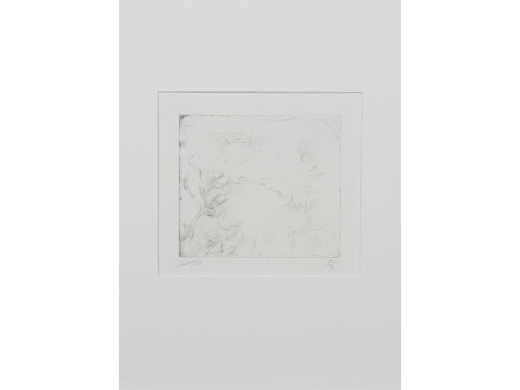Robert DROULERS (1920-1994) : Paysage. Gravure à l'eau-forte. Dim. : 15,5x13,5cm