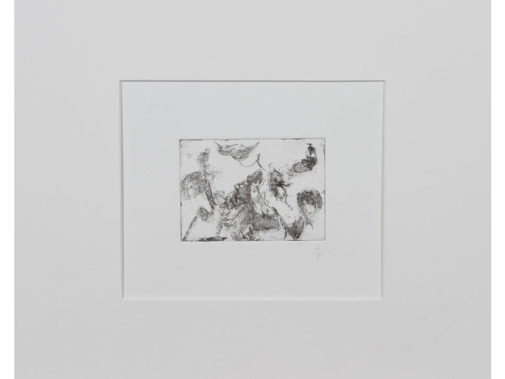 Robert DROULERS (1920-1994) : Composition blanche et Composition noire. Deux gravures à l'eau-forte. Dim. : 7x9,5cm.