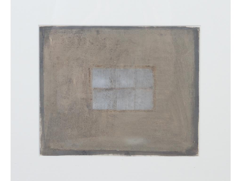 Robert DROULERS (1920-1994) : Fenêtre d'atelier. Huile sur papier. Monogrammée bas gauche. Dim. : 26x20cm.