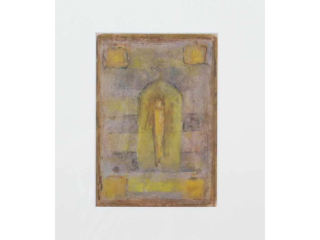 Robert DROULERS (1920-1994) : Porte. Huile sur papier. Dim. : 27x18,5cm.