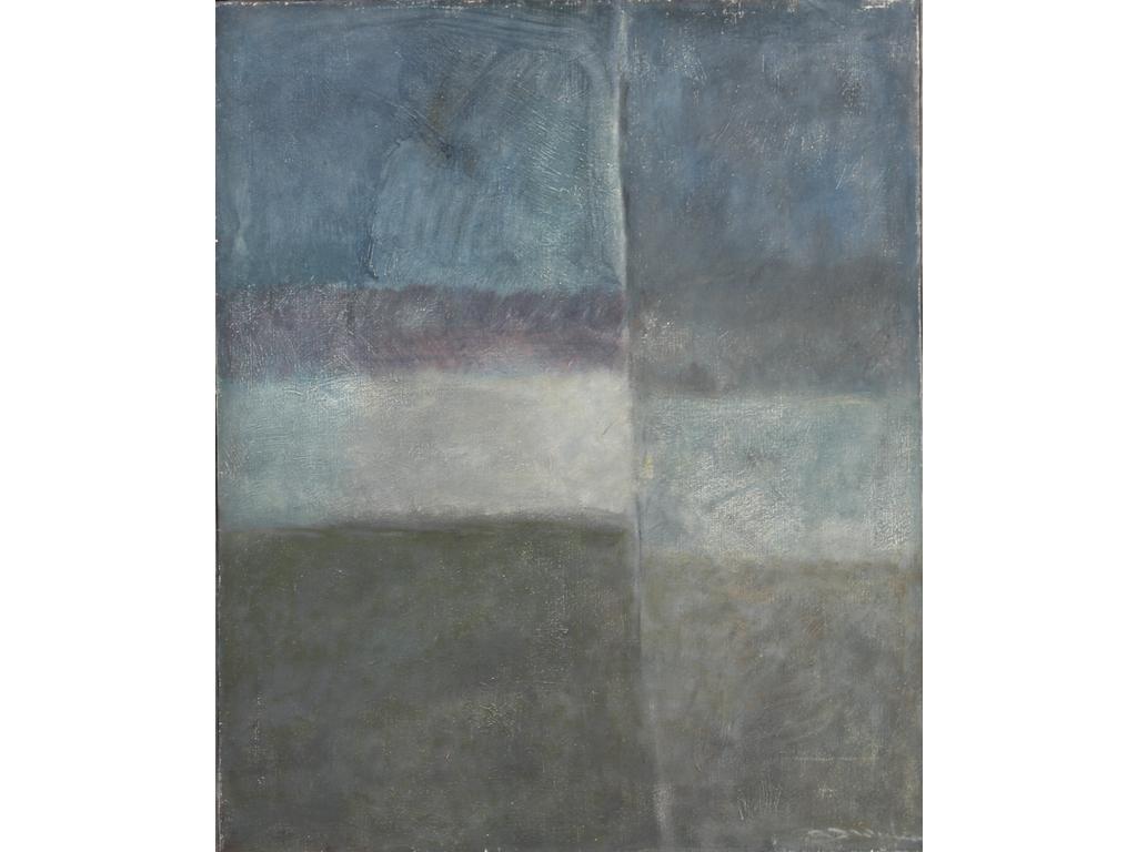 Robert DROULERS (1920-1994) : Composition, huile sur toile, signée en bas à droite, située à Aix au dos. Dim : 65.5x53.5 cm.