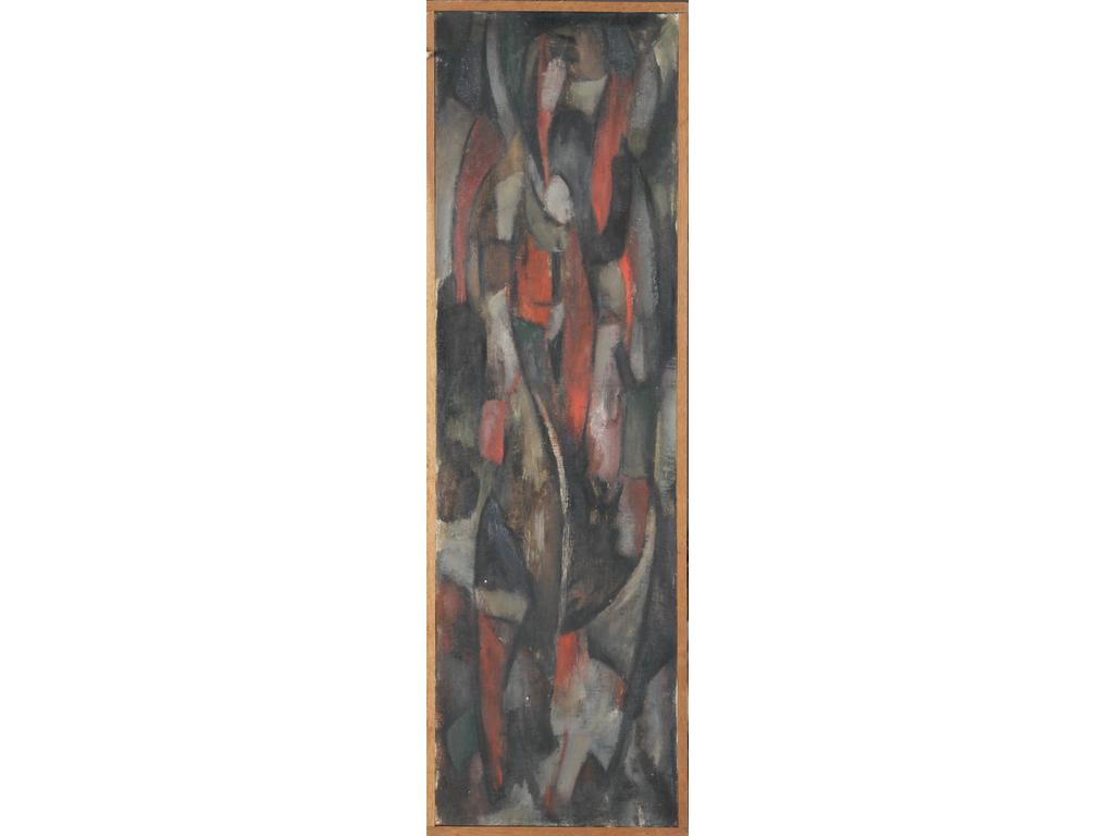 Robert DROULERS (1920-1994) : Composition. Huile sur toile. Dim. : 100x30cm.