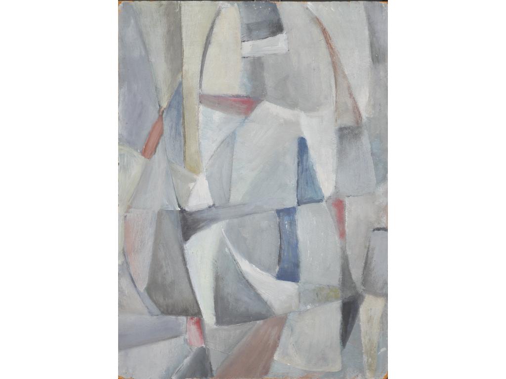 Robert DROULERS (1920-1994) : Composition. Huile sur isorel. Dim. : 46x33cm.