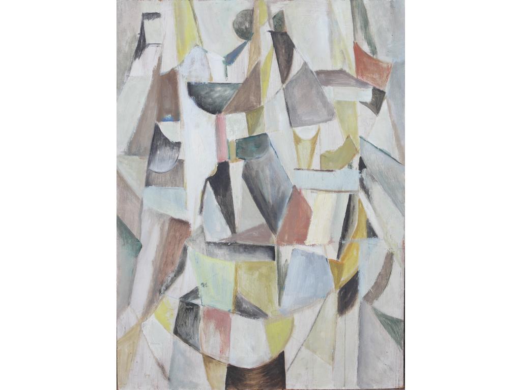 Robert DROULERS (1920-1994) : Composition. Huile sur isorel. Dim. : 73x54cm.