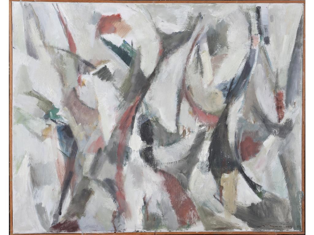 Robert DROULERS (1920-1994) : Composition. Huile sur toile, signée bas à droite et datée 59. Dim. : 72x91,5cm. (Située à Lambersart).