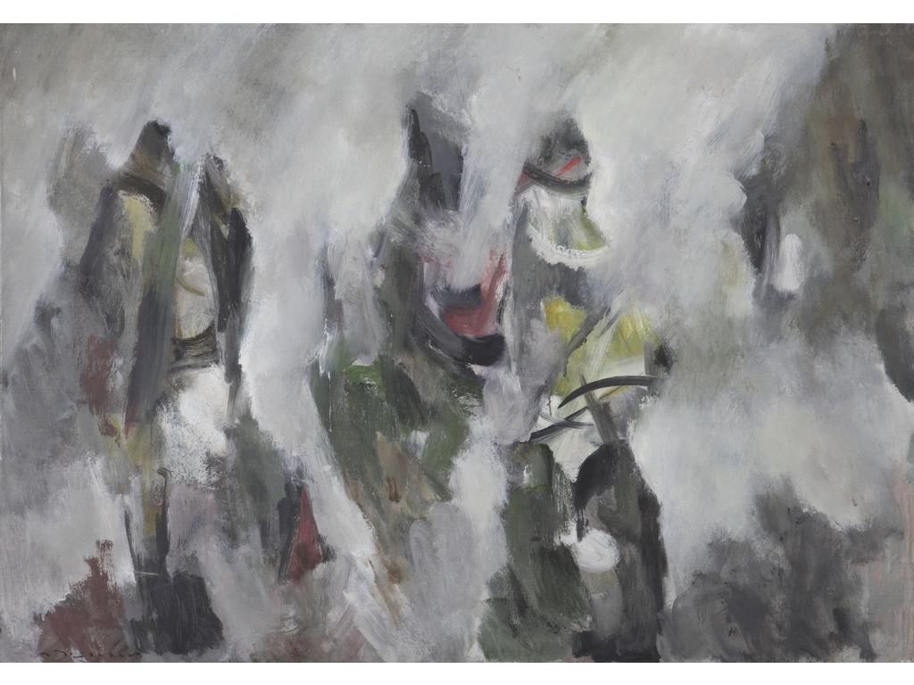 Robert DROULERS (1920-1994) : Composition. Huile sur toile, signée bas à gauche. Dim. : 65x92cm.
