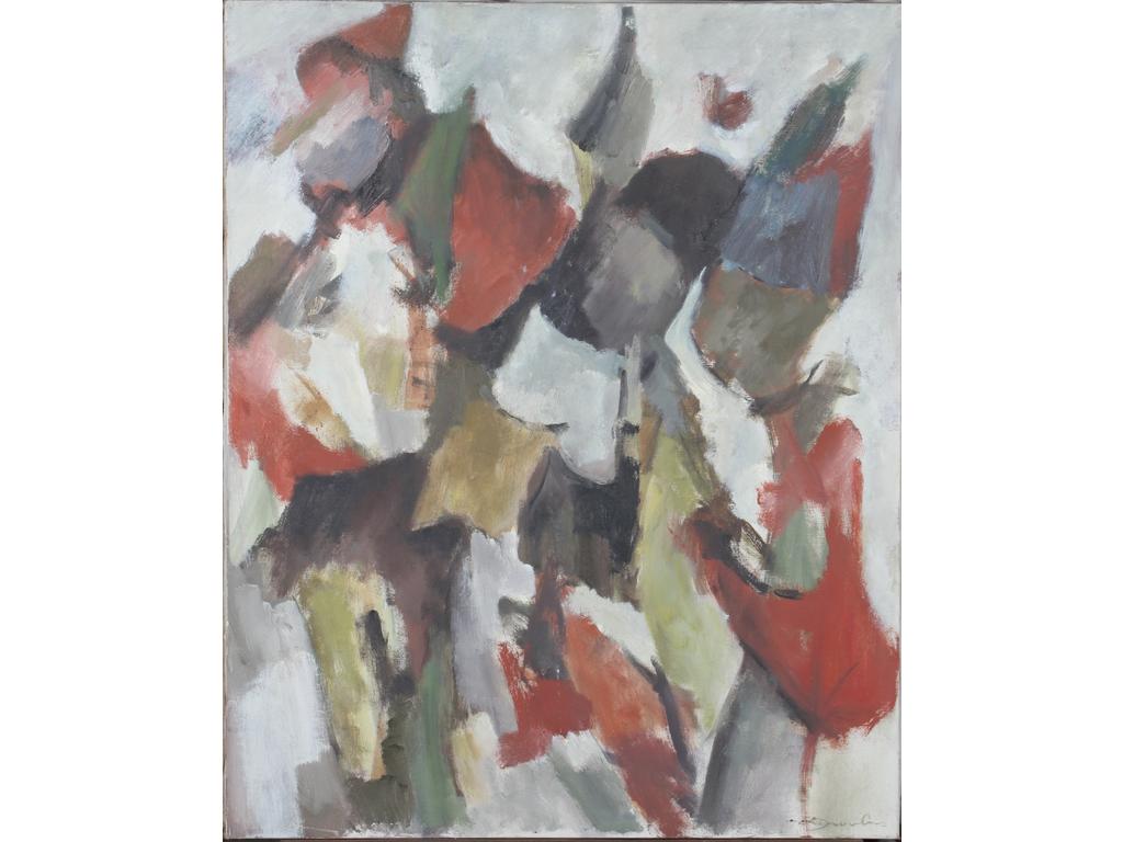 Robert DROULERS (1920-1994) : Composition. Huile sur toile, signée en bas à droite. Dim. : 100x81cm.