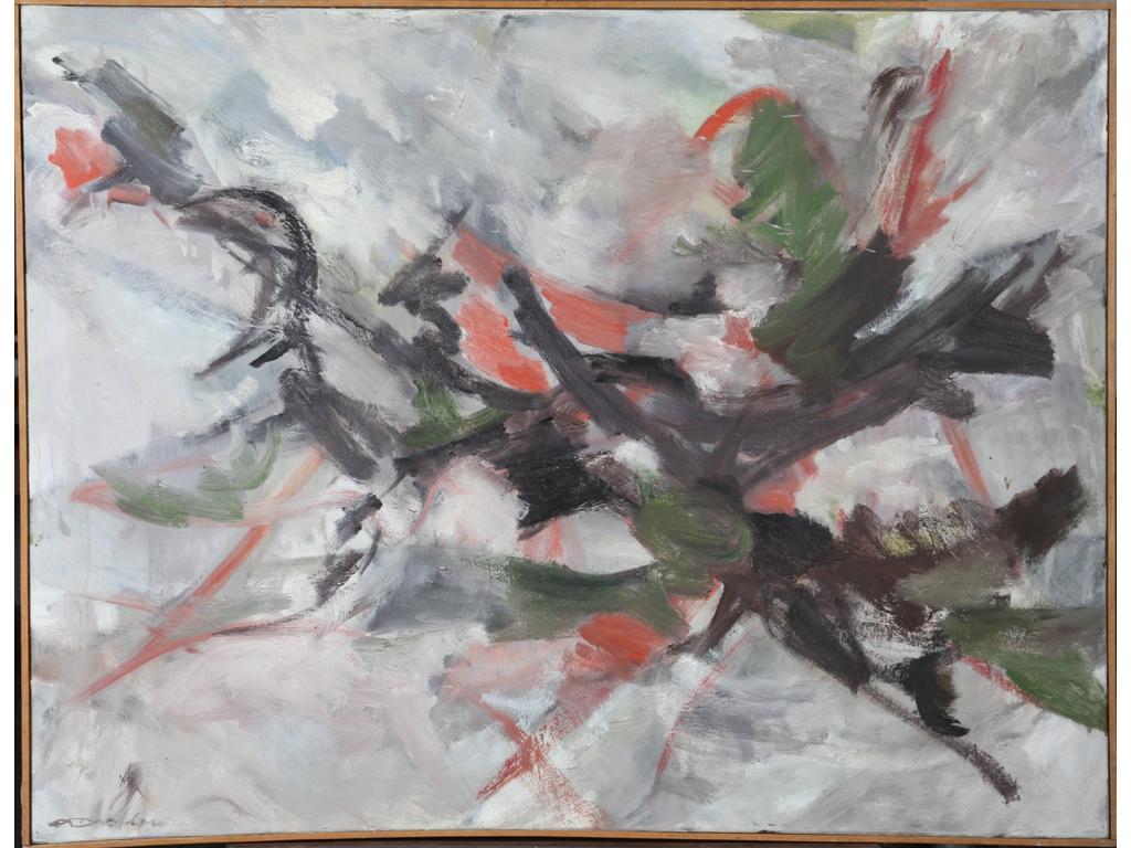 Robert DROULERS (1920-1994) : Composition. Huile sur toile, signée en bas à gauche. Dim. : 90x115cm.