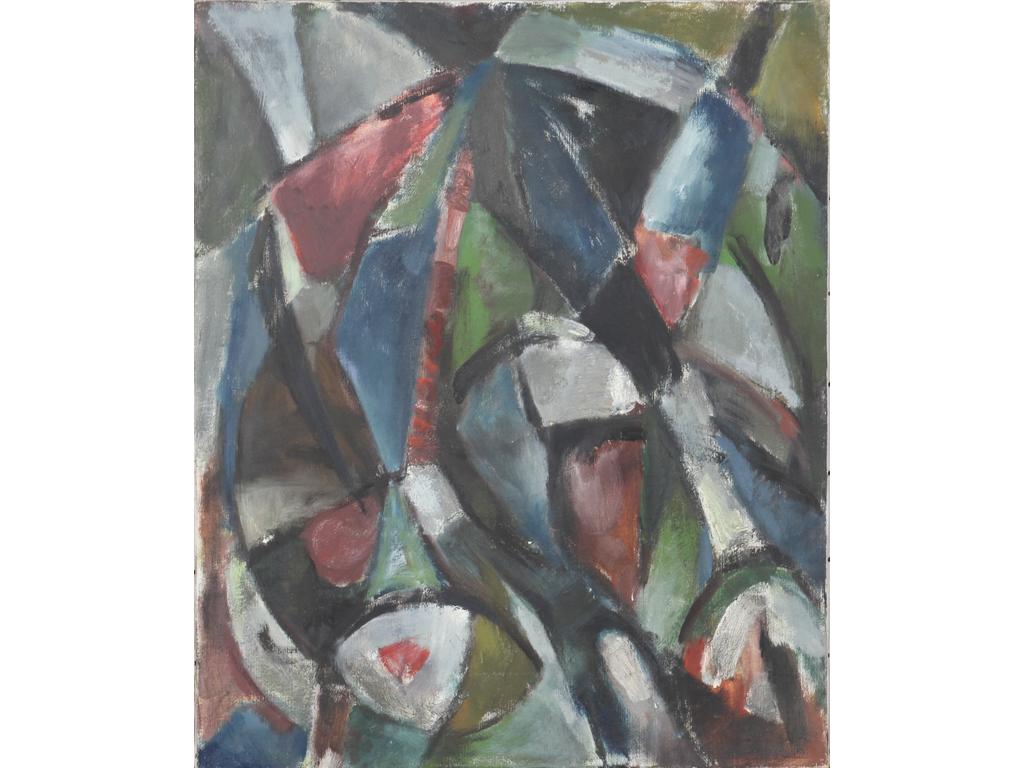 Robert DROULERS (1920-1994) : Composition. Huile sur toile. Dim. : 73x60cm.