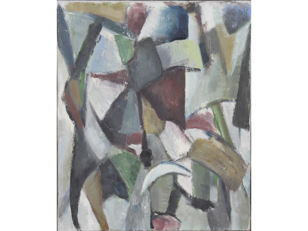 Robert DROULERS (1920-1994) : Abstraction géométrique. Huile sur toile. Dim. : 54,5x46cm.