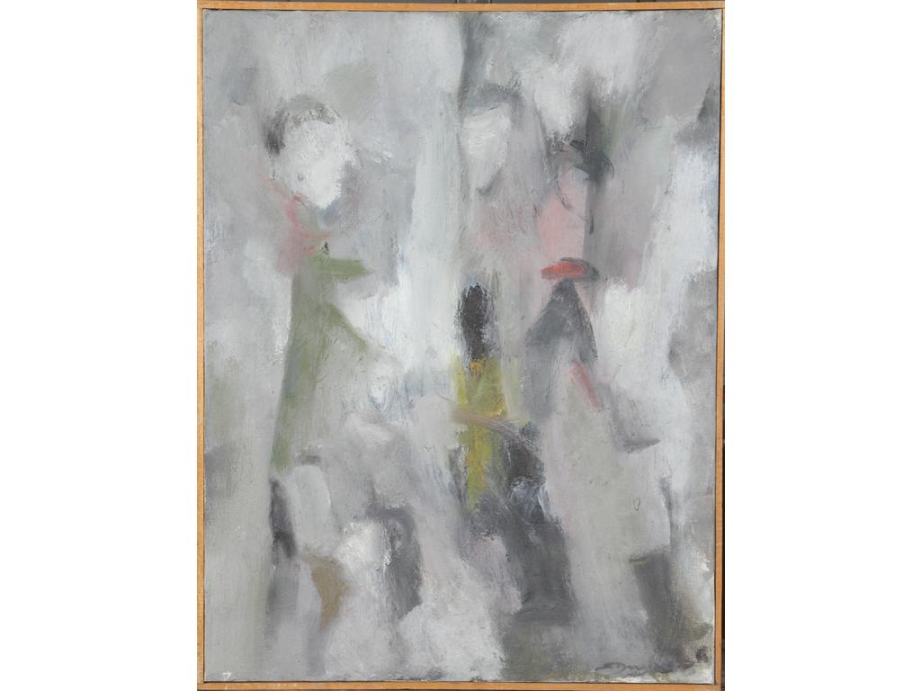 Robert DROULERS (1920-1994) : Composition. huile sur toile, signée bas à droite. Dim. : 64,5x49,5cm.
