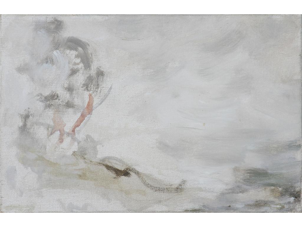 Robert DROULERS (1920-1994) : Composition. Huile sur toile. Dim, : 27,5x41cm.