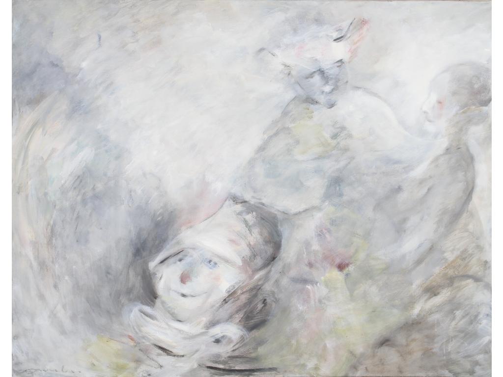 Robert DROULERS (1920-1994) : Personnages. Huile sur toile, signée en bas à gauche.Dim. : 113x145,5cm.
