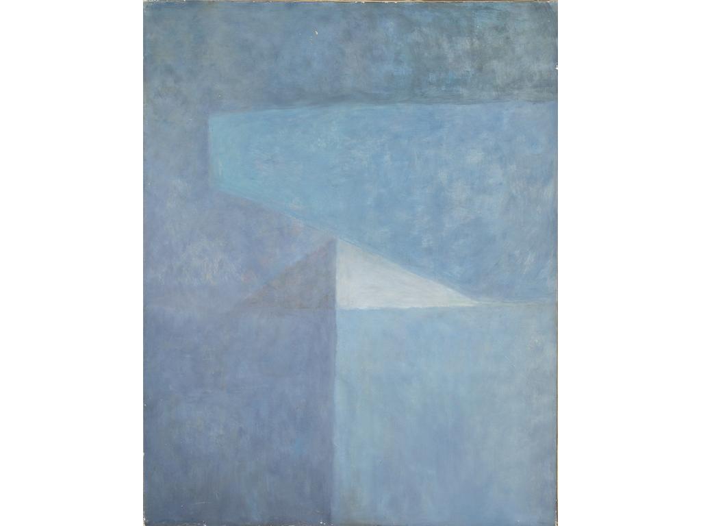 Robert DROULERS (1920-1994) : Composition bleue. Huile sur toile. Dim : 92x73cm. Datée 1978 au revers. Signée et située au dos Aix.