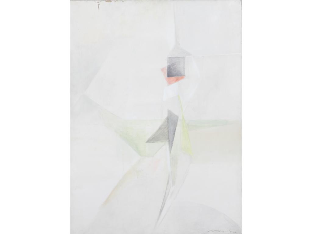 Robert DROULERS (1920-1994) : Silhouette. Huile sur toile, signée bas à droite. Dim. : 72x53,5cm. Etiquette année 1975. (Petits éclats en haut à gauche).