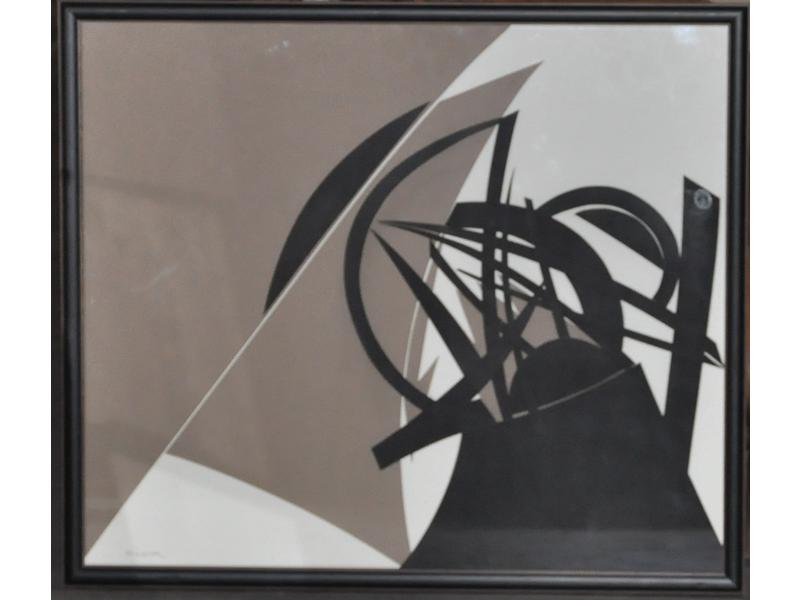 Michel TRINQUIER : Composition.  Collage signé en bas à gauche.