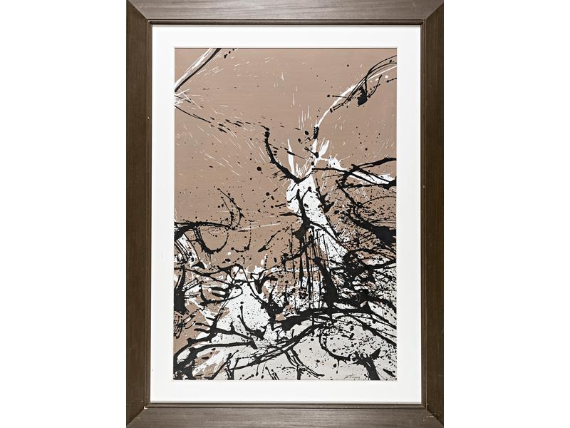 Michel TRINQUIER : Dripping.  Acrylique sur papier signée en bas