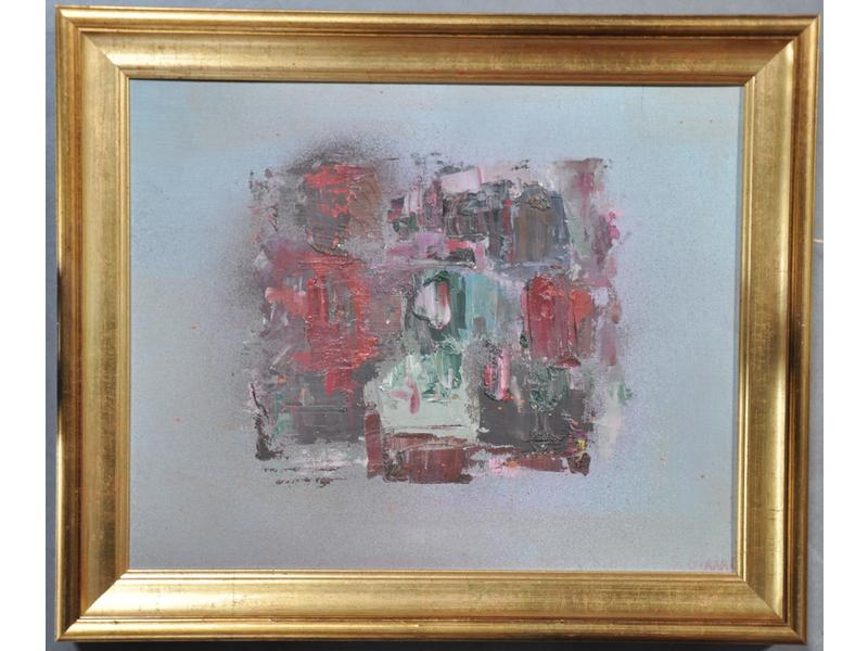 Simone GIRARD (1930-) : Composition abstraite. Huile sur toile m