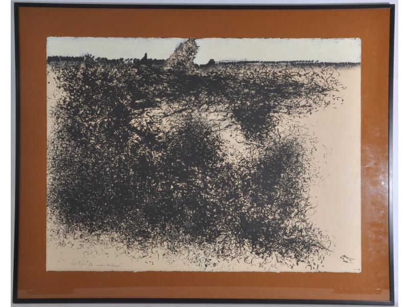 Jan MEYER (1927-1995): Souvenir de Sologne.  Dessin à l'encre et