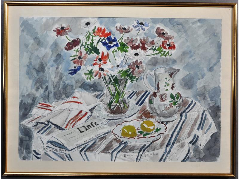 André DUNOYER DE SEGONZAC (1884-1974) : Nature morte au journal.