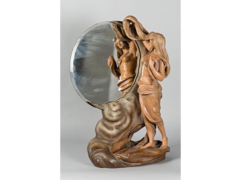 Alphonse HANNE (fin XIXe siècle) : Miroir circulaire dans un imp