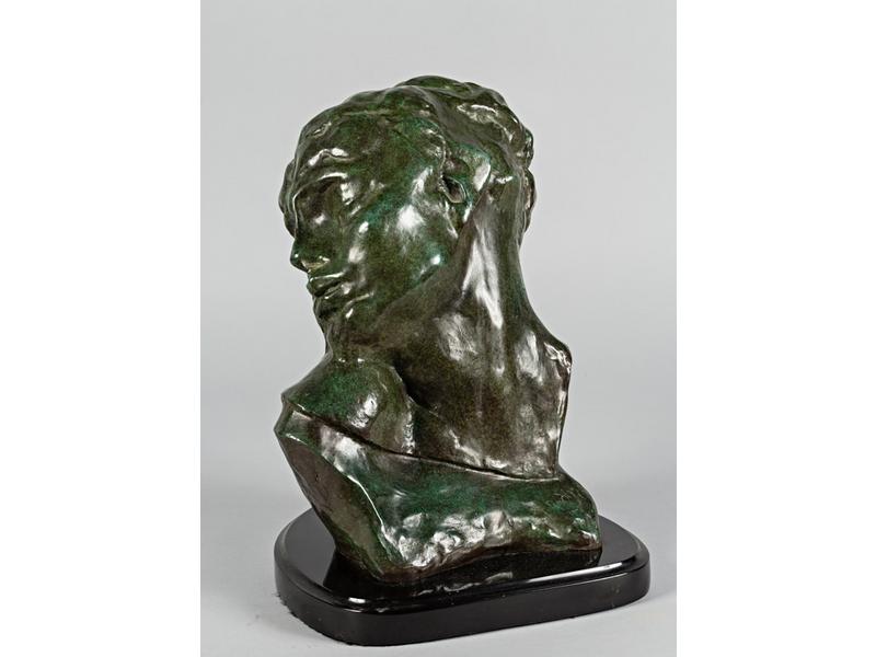 Auguste RODIN (d'après) : La tête de la luxure.  Sujet en bronze