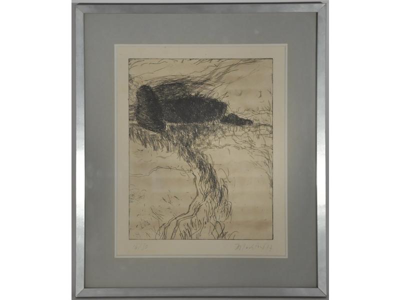 Hubert BERCHTOLD (1922-1983) : Composition abstraite.  Eau-forte