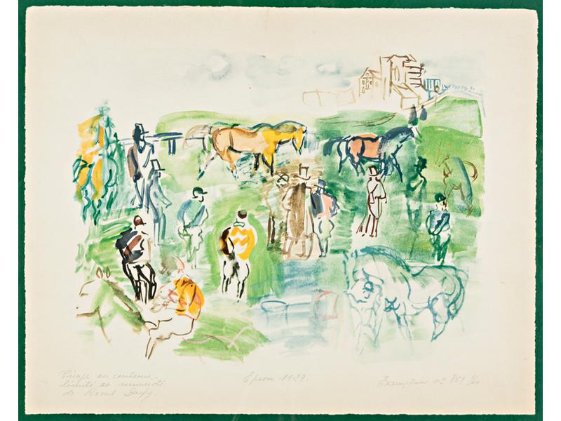 Raoul DUFY (d'après) : Aux courses - Epsom 1929.  Estampe exempl
