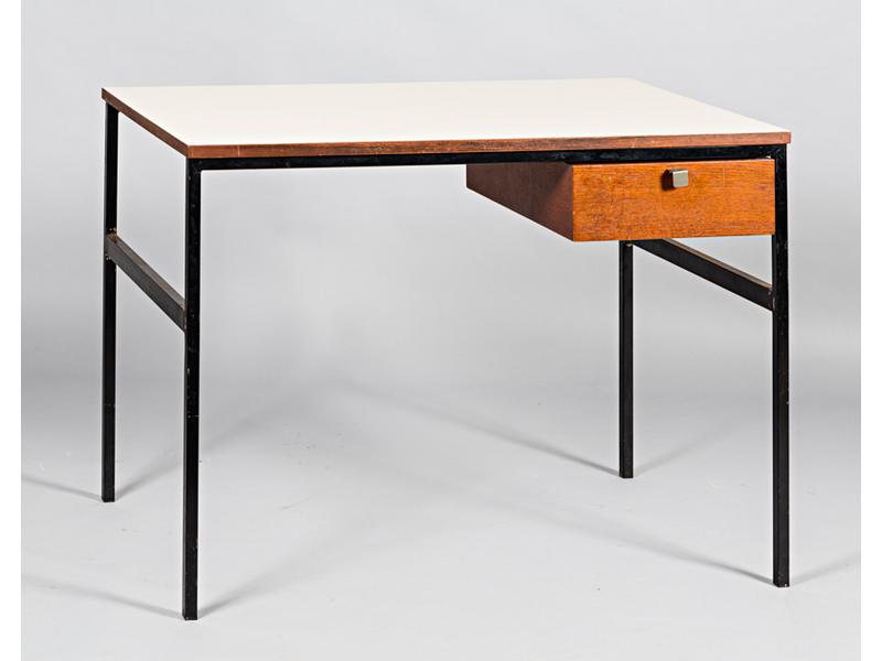 Pierre PAULIN (dans le goût de) : Bureau plat.  Plateau rectangu