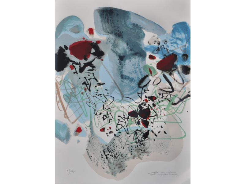 Chu TEH CHUN (1920-2014) : Abstraction.  Lithographie couleur su