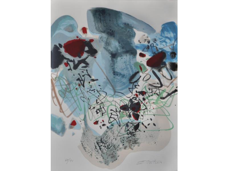 Chu TEH CHUN (1920-2014) : Abstraction.  Lithographie couleur su