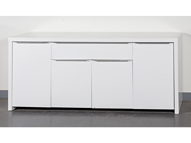 Enfilade en bois laqué blanc ouvrant par un large tiroir et quat