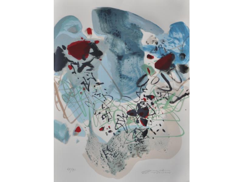 Chu TEH CHUN (1920-2014) : Abstraction.  Lithographie couleur su