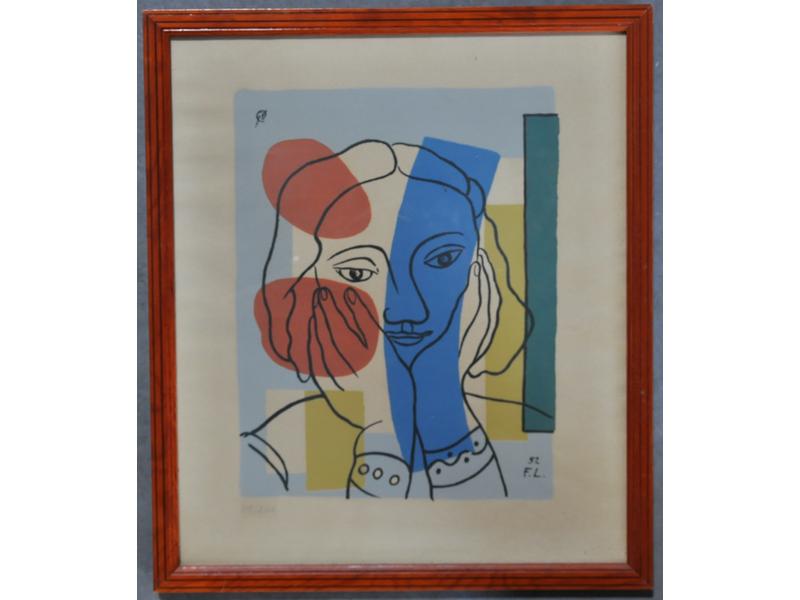 Fernand LEGER (d'aprés) : Portait de femme. Sérigraphie couleur,