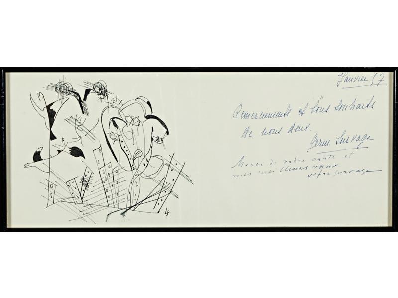 Léopold (et Germaine) SURVAGE (1879-1968) : Carte de remerciemen