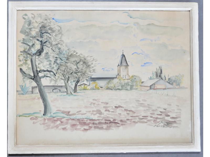 Léopold SURVAGE (1879-1968) : Saint Nom La Bretèche.  Aquarelle