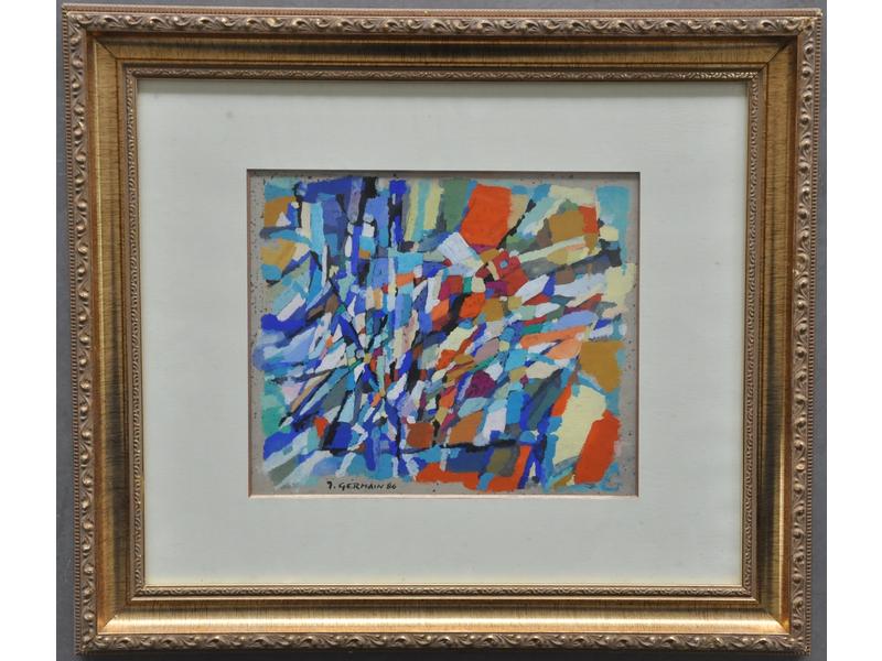 Jacques GERMAIN (1915-2001) : Composition.  Gouache signée en ba