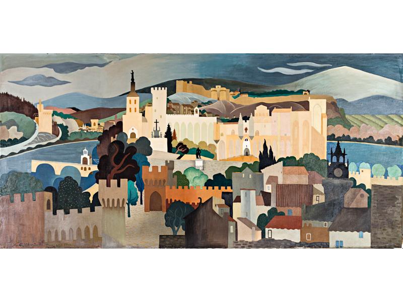 Alex Charles CHARTIER (1894-1957) : Grande vue d'Avignon et Vill